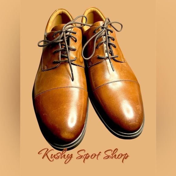 ✨👞👨🏻 ✨CLARKS™️ UN TAILOR CAP TAN BRN LEATHER SHOES SZ M 10US NEW✨👞👨🏻✨